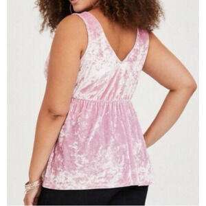 Torrid‎ Top Women 4X Pink Sleeveless Velour Sleeveless V Neck Fairycore Babydoll